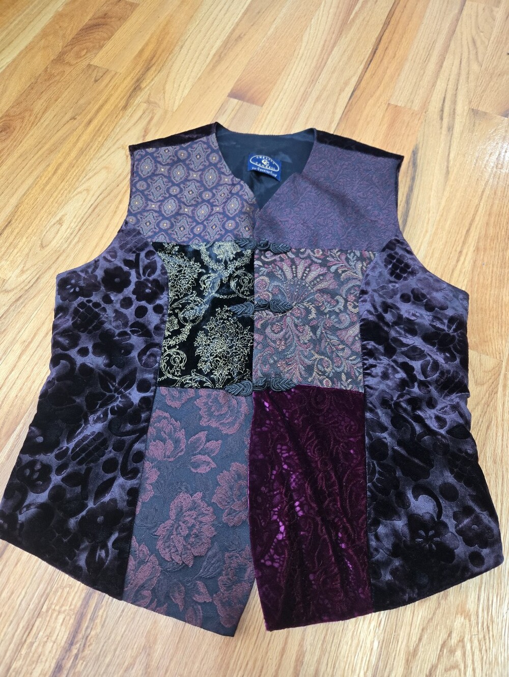 Patchwork Velvet & Brocade Sleeveless Vest - Purple Multi